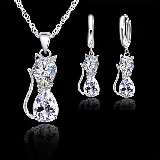 Real 925 Sterling Silver Jewelry Set 