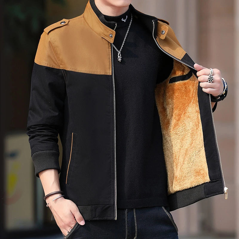 DIMUSI Winter Men's Bomber Jacket Casual Mens Outwear.