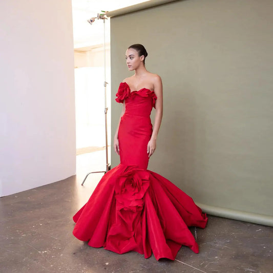 Luxury Mermaid Women Dress Long Dubai Flowers Prom Gowns